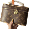 LV Nice Nano Monogram Canvas Vanity Handle Bag with Leather Trim