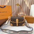 LV Diane Monogram Canvas Crossbody Bag with Embroidered Adjustable Strap (23 x 10 x 15) cm