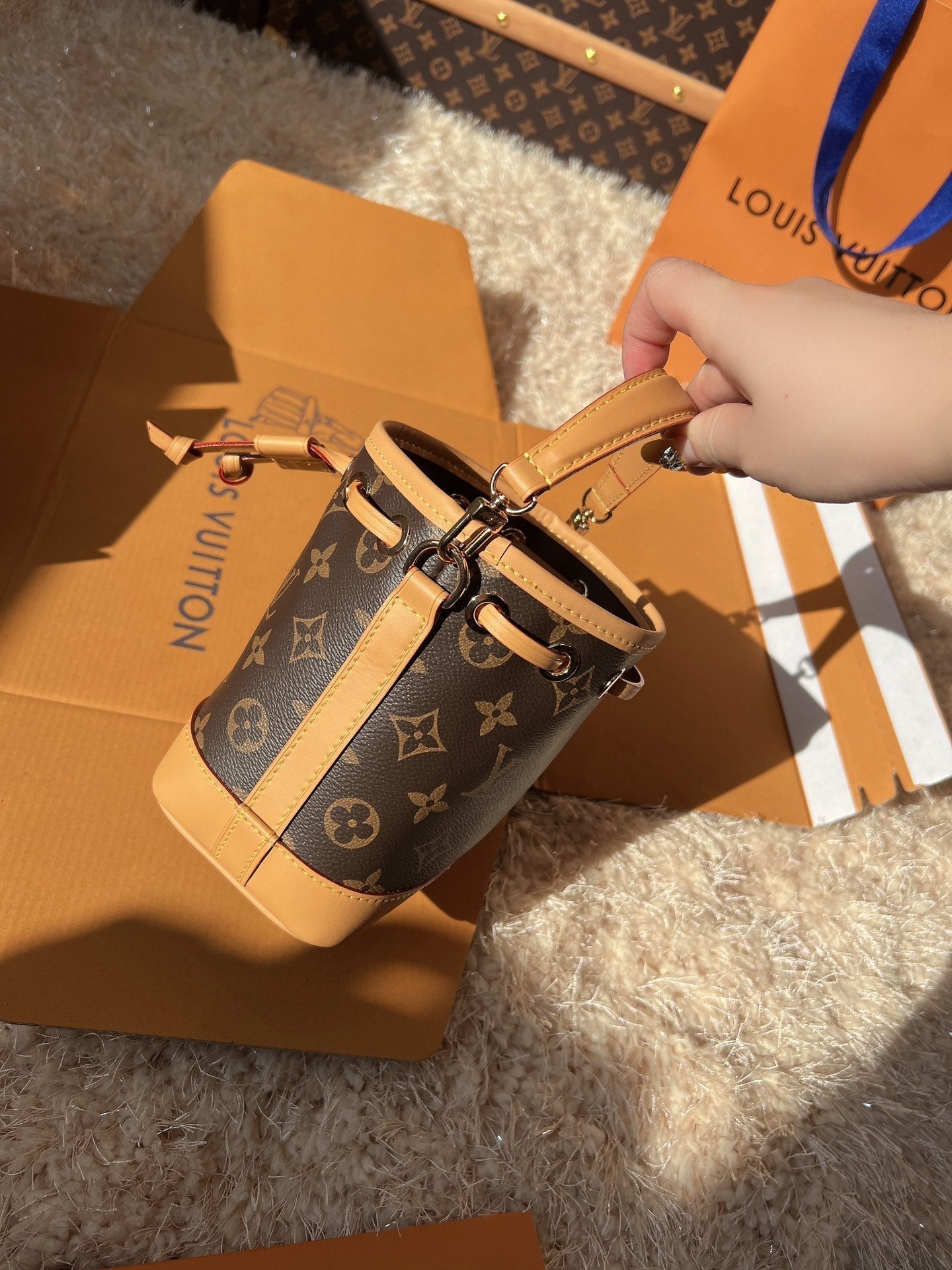 LV Nano Noé Monogram Canvas Mini Bucket Bag (13 x 16 x 10) cm