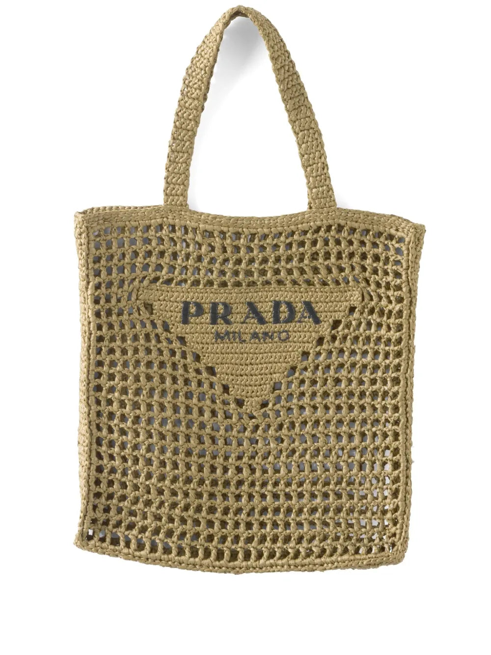 Prada Triangle-Logo Raffia Tote Bag