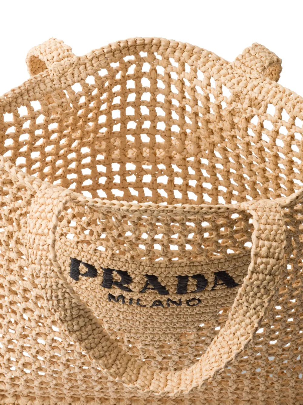 Prada Triangle-Logo Raffia Tote Bag