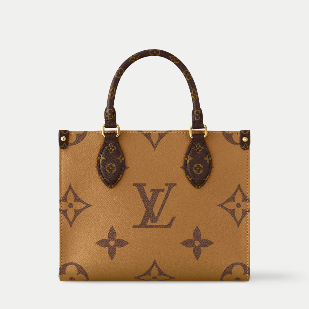 LV OnTheGo PM Monogram Reverse Canvas Tote Handle Bag with Double Handles and Adjustable Strap