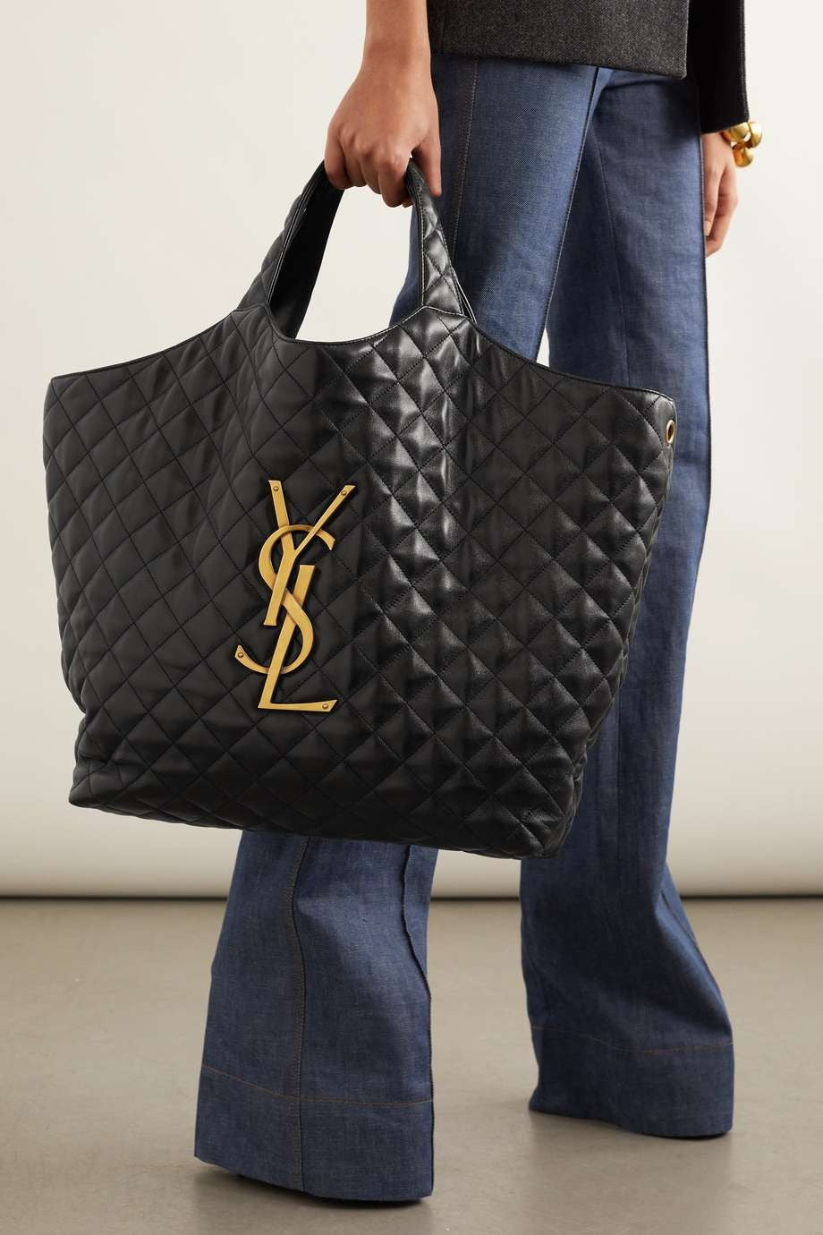 SAINT LAURENT Icare extra large embellished quilted leather tote60 × 39 × 8 cm