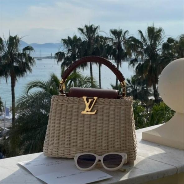 LV Capucines BB Rattan Woven Handle Shoulder Bag with Leather Trim (27 x 18) cm