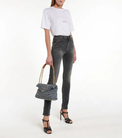 YSL Puffer Small Denim Shoulder Bag
