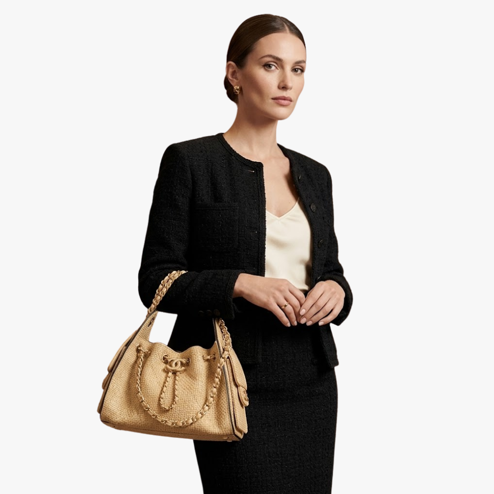Chanel 25 Mini Handbag Braided Raffia