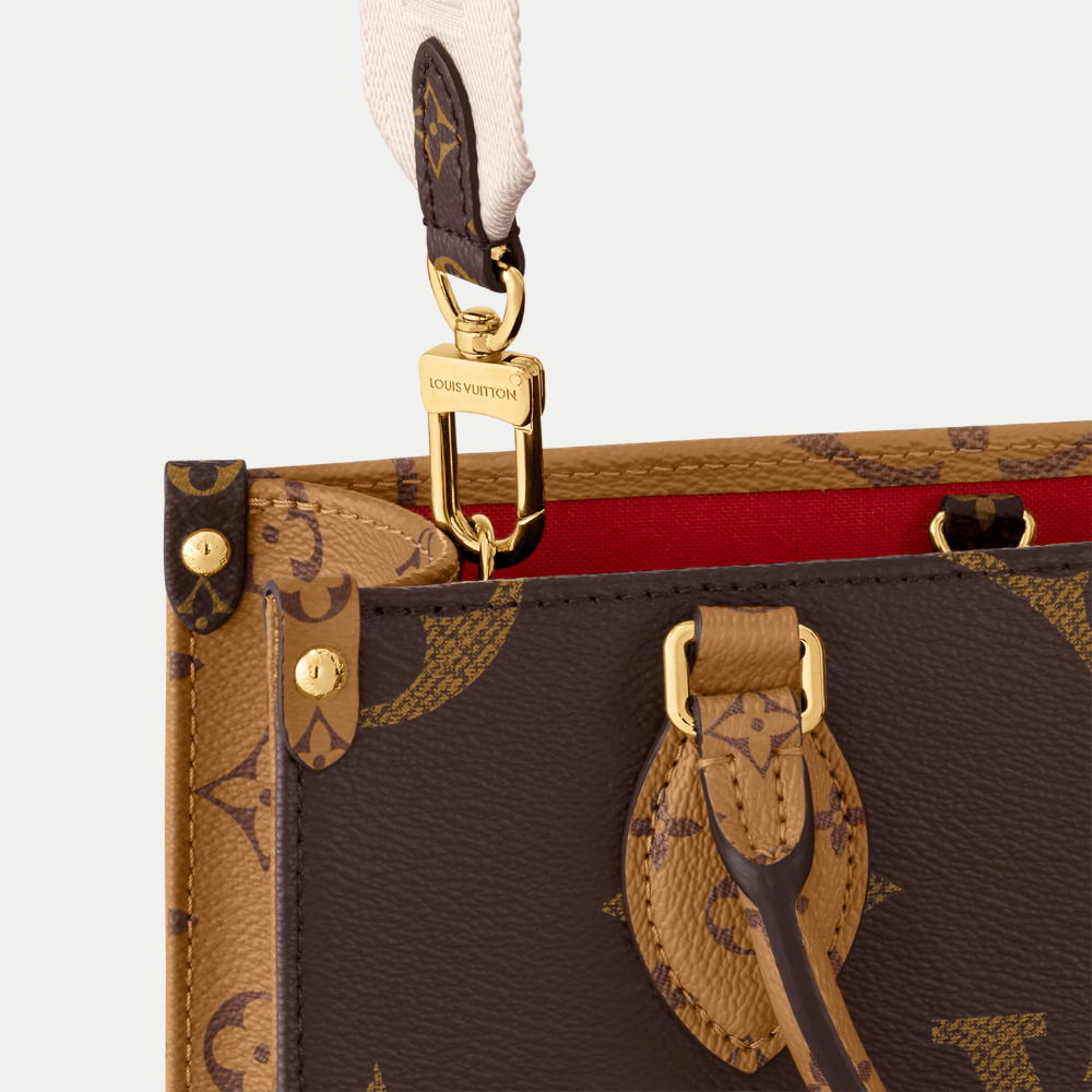 LV OnTheGo PM Monogram Reverse Canvas Tote Handle Bag with Double Handles and Adjustable Strap
