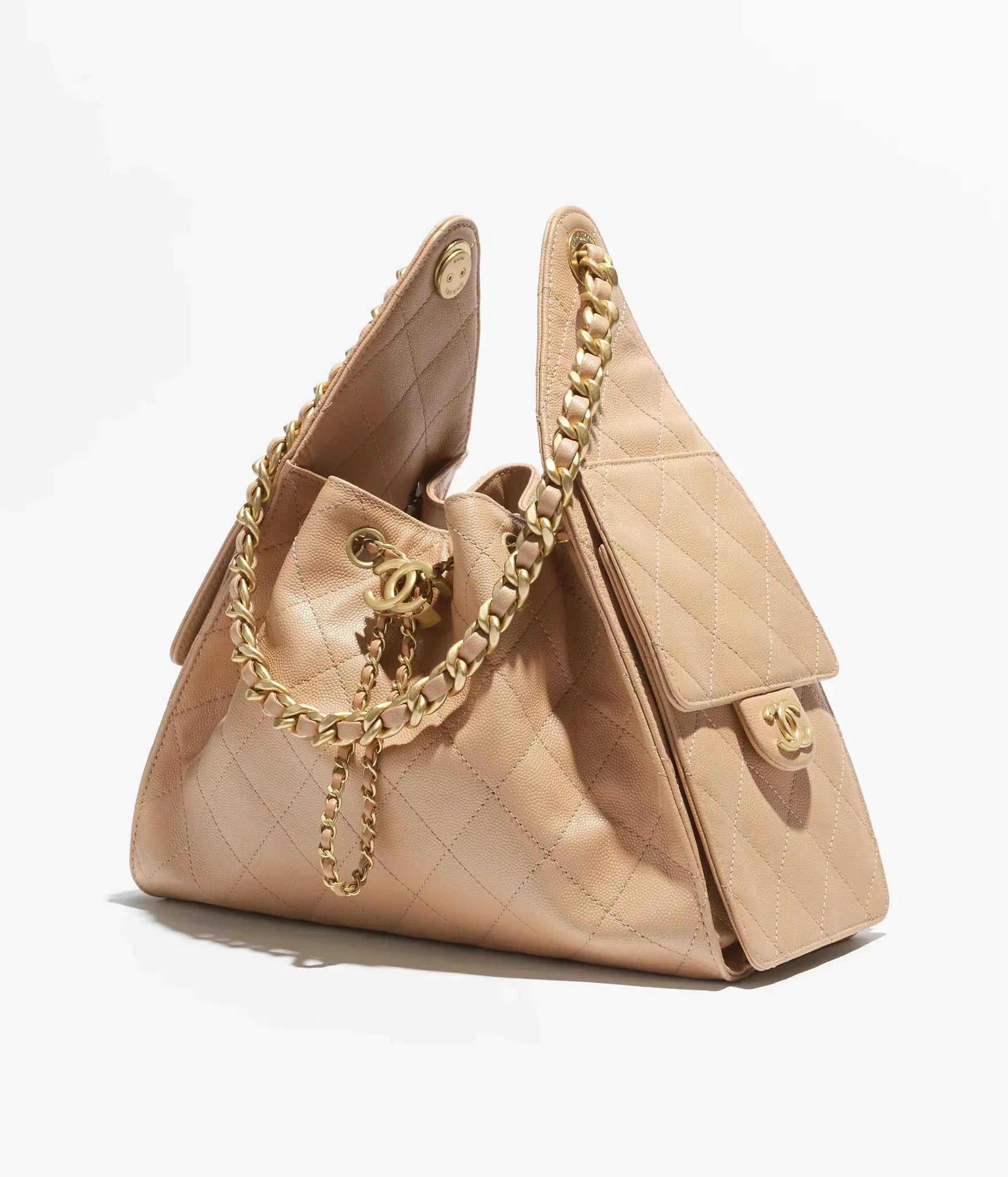 Chanel Mini 25 Quilted Leather Handle Shoulder Bag with Chain Strap (20 x 22 x 12.5) cm