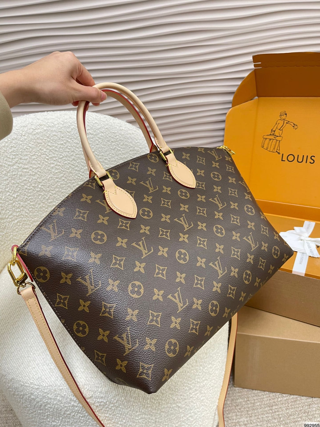 LV Boetie PM Monogram Canvas Tote Handle Bag with Drawstring Closure (32 x 13 x 29) cm