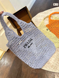 Prada Raffia Tote Bag-Blue 36*38cm