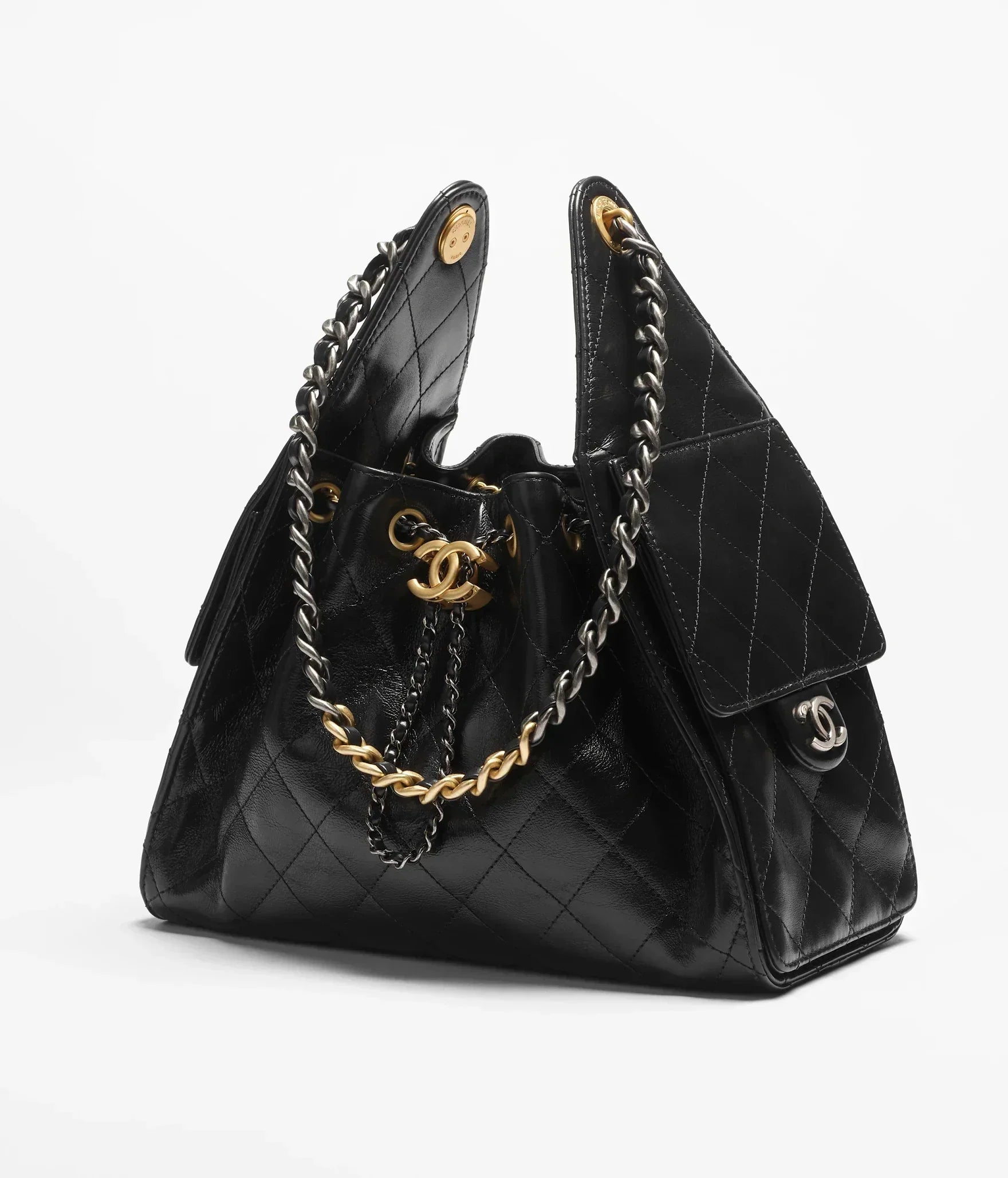 Chanel Mini 25 Quilted Leather Handle Shoulder Bag with Chain Strap (20 x 22 x 12.5) cm