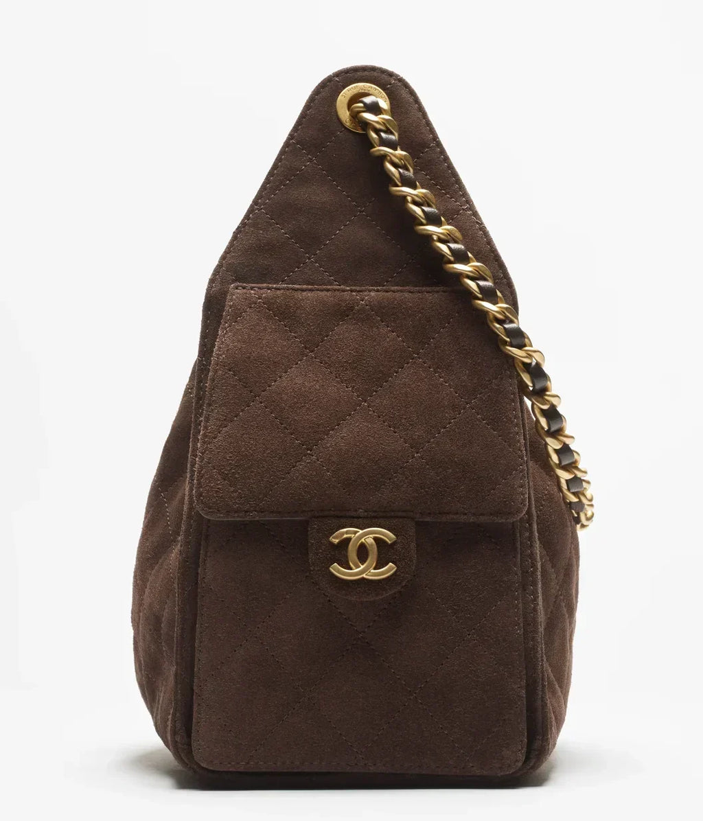 Chanel Mini 25 Quilted Leather Handle Shoulder Bag with Chain Strap (20 x 22 x 12.5) cm