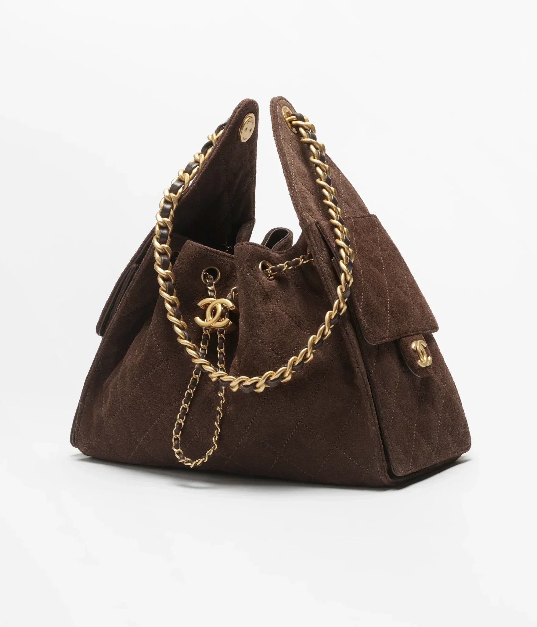 Chanel Mini 25 Quilted Leather Handle Shoulder Bag with Chain Strap (20 x 22 x 12.5) cm