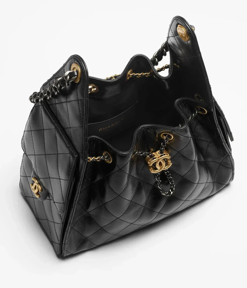 Chanel Mini 25 Quilted Leather Handle Shoulder Bag with Chain Strap (20 x 22 x 12.5) cm