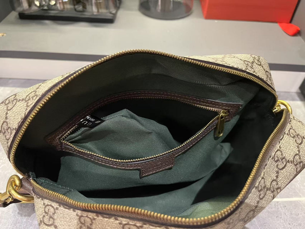 Gucci Ophidia Medium GG Supreme Canvas Shoulder Crossbody Bag with Web Stripe and Leather Trim (23.9 x 15 x 3.8) cm
