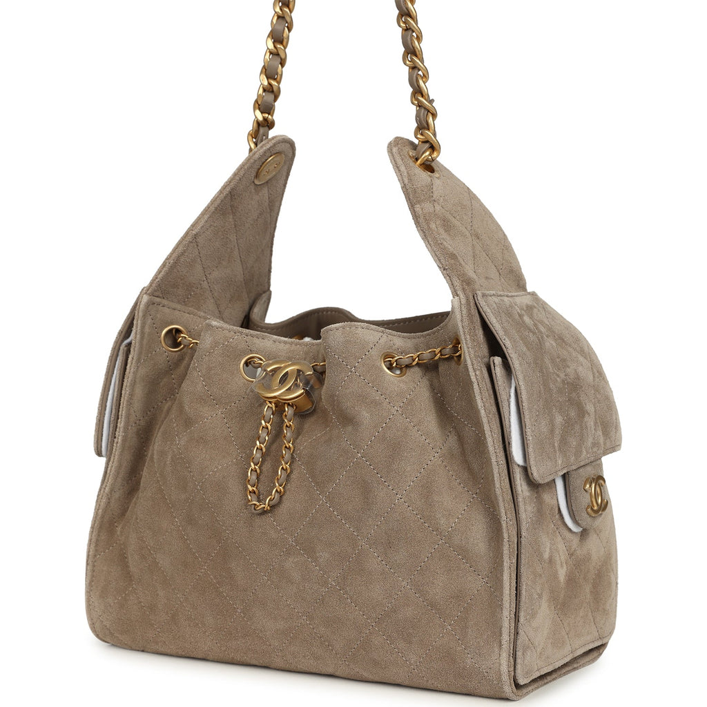 Chanel Small 25 Hobo Grey Suede