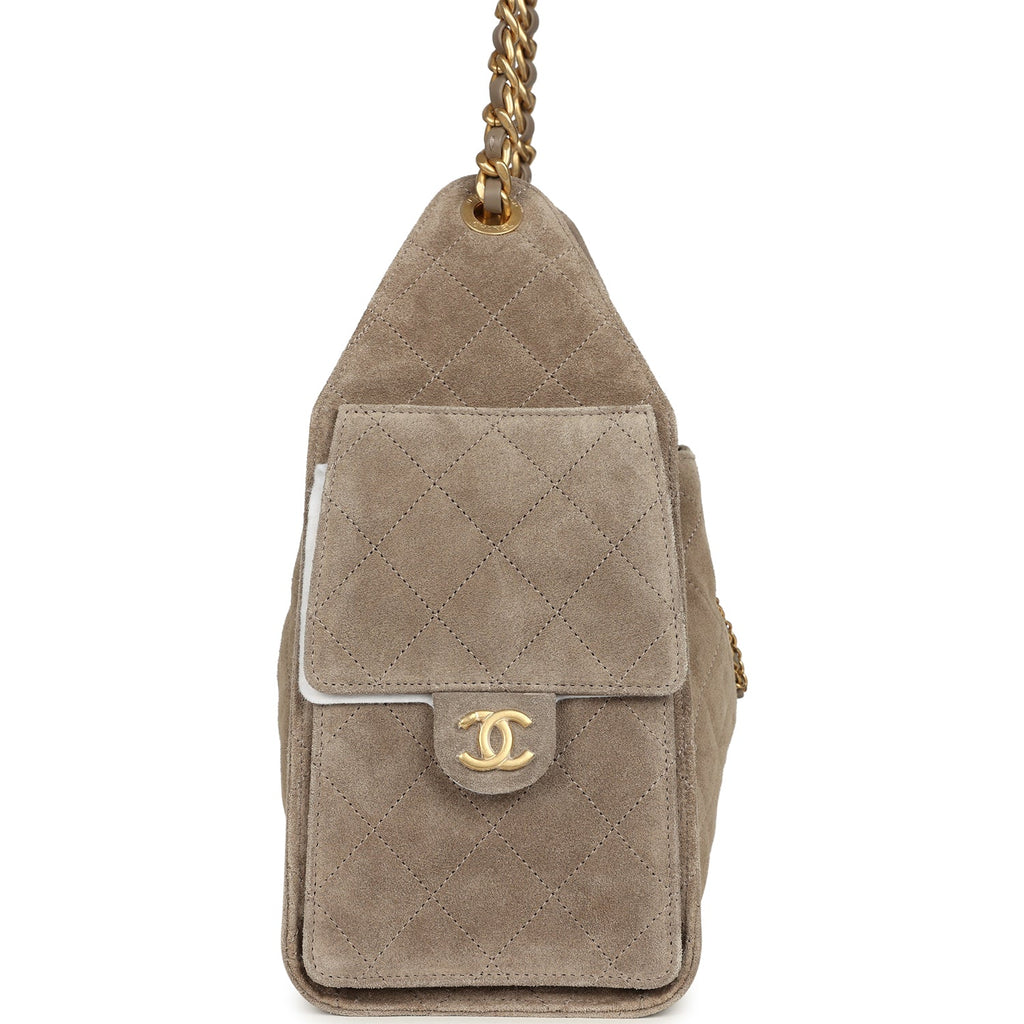 Chanel Small 25 Hobo Grey Suede