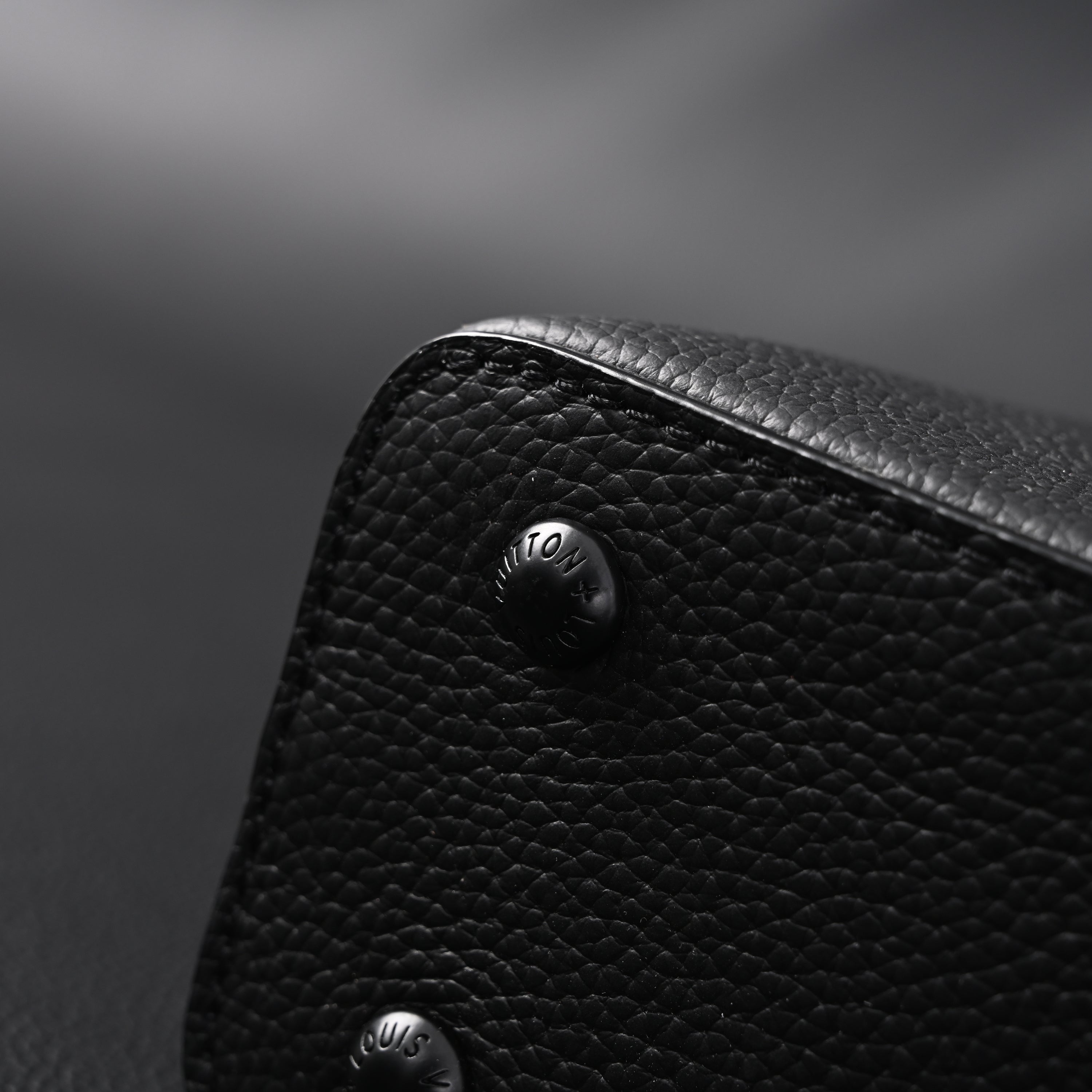 Louis Vuitton Black Grain Leather Mini Top Handle Bag With Chain Strap