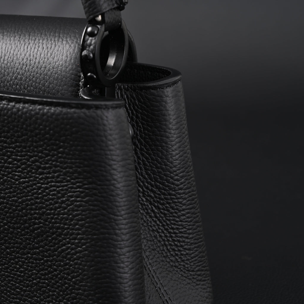 Louis Vuitton Black Grain Leather Mini Top Handle Bag With Chain Strap