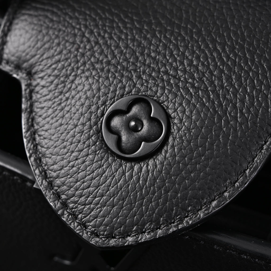 Louis Vuitton Black Grain Leather Mini Top Handle Bag With Chain Strap