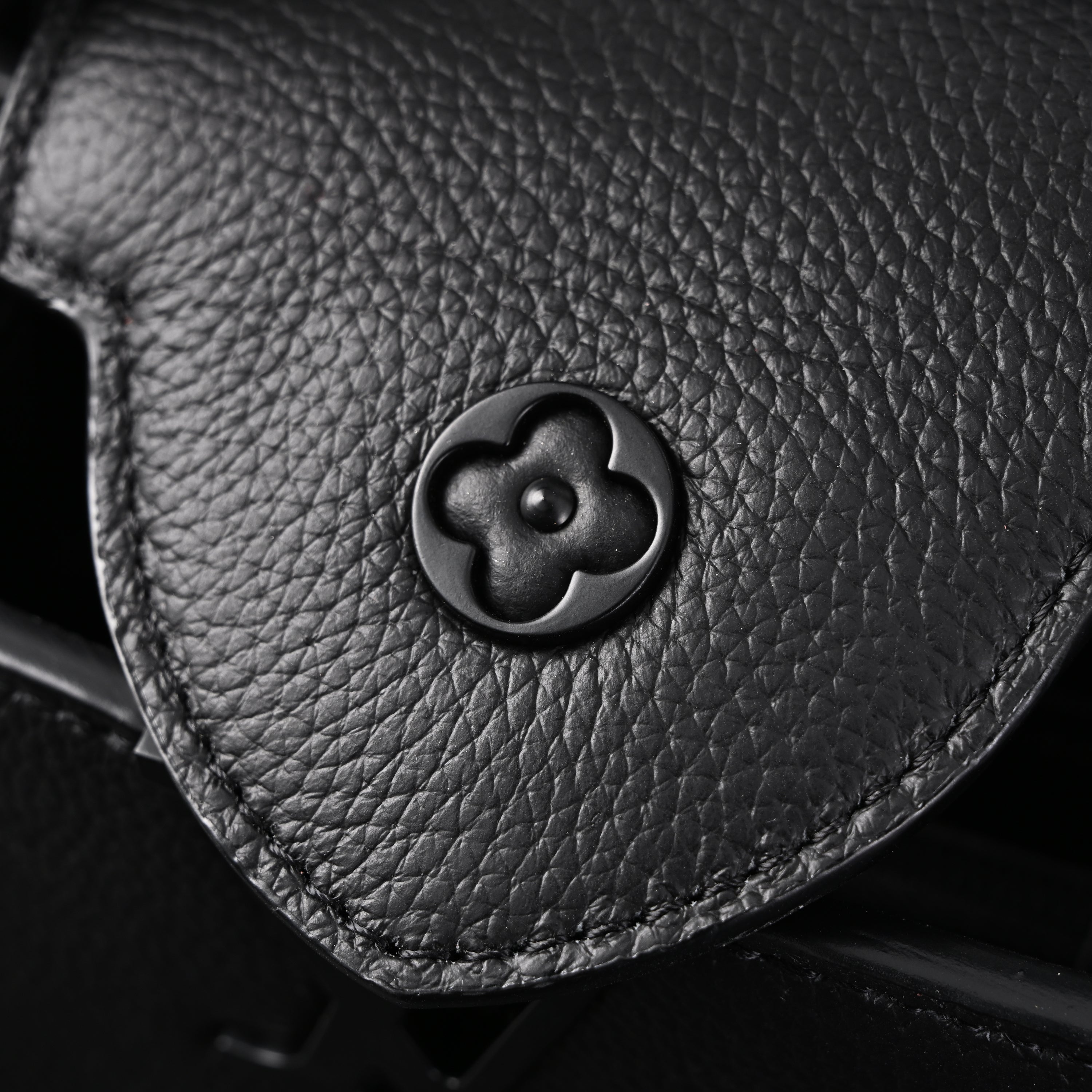 Louis Vuitton Black Grain Leather Mini Top Handle Bag With Chain Strap