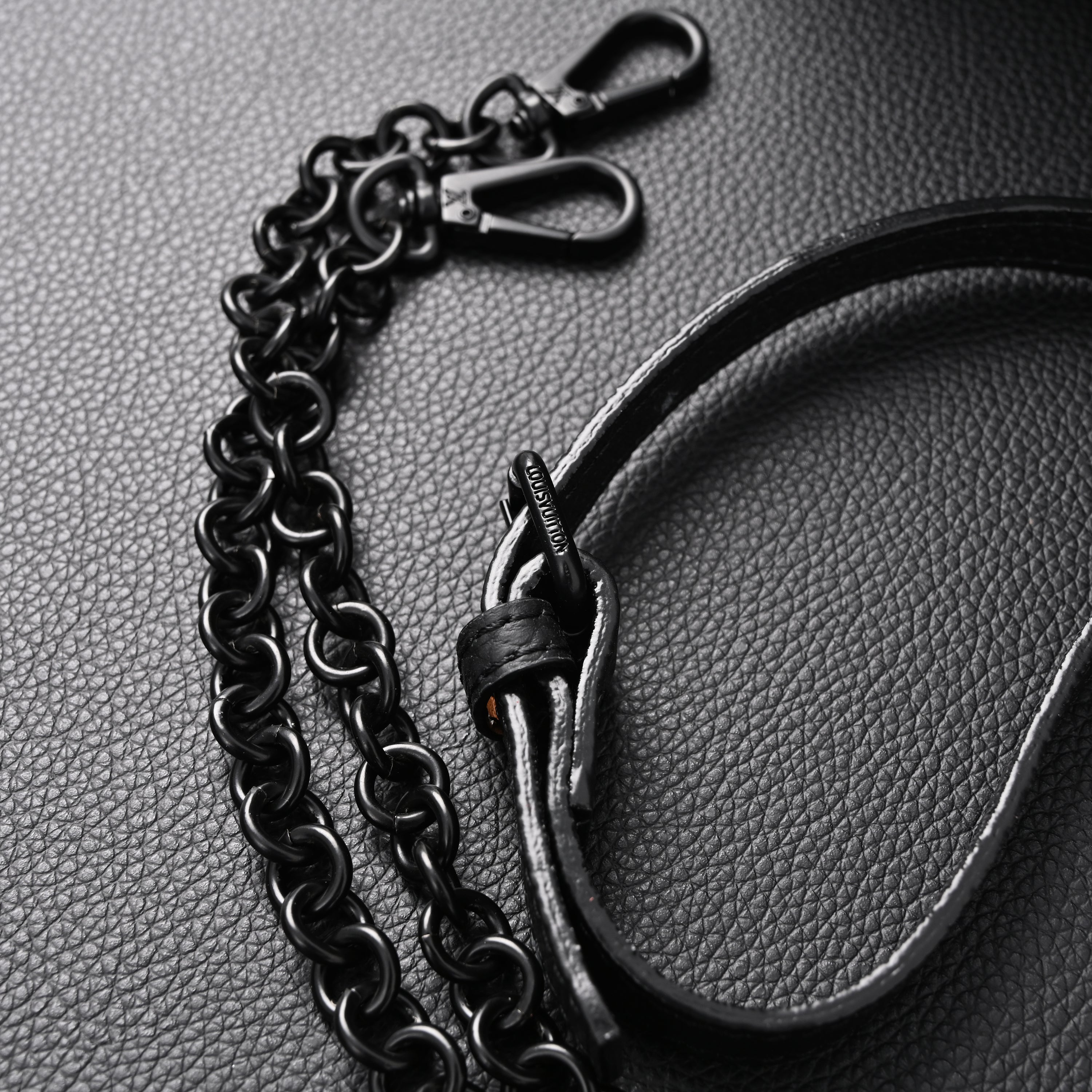 Louis Vuitton Black Grain Leather Mini Top Handle Bag With Chain Strap