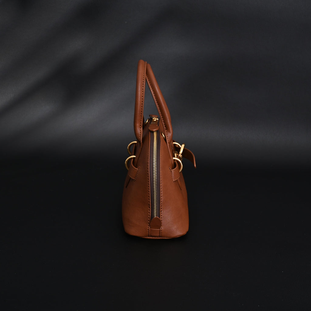 Miu Miu Leather Bowler Top Handle Bag Cognac