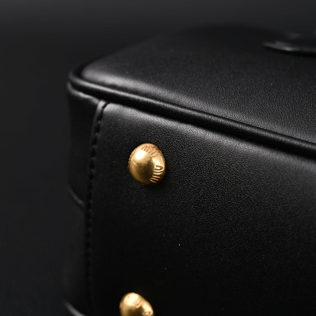 Miu Miu Black Matelassé Leather Satchel Bag – Mini Top Handle