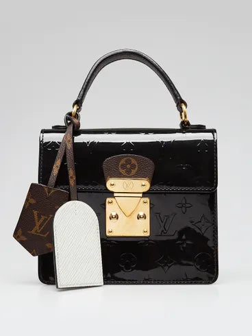 LV Spring Street NM Monogram Vernis Leather Handle Crossbody Bag with Top Handle and Removable Strap