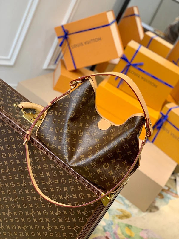 LV Graceful PM Monogram Canvas Tote Shoulder Bag with Leather Trim and Magnetic Closure