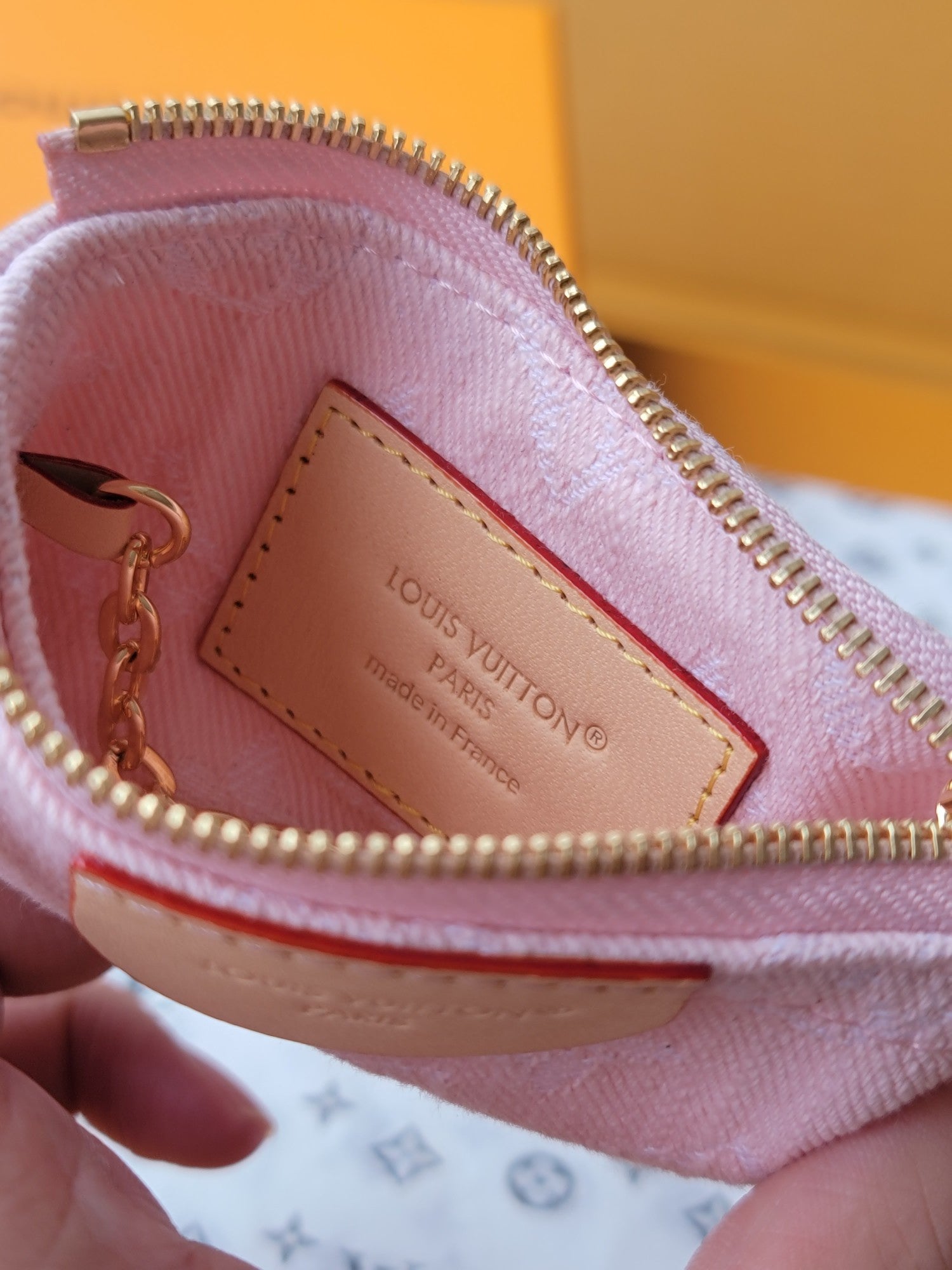 LV Denim Key Pouch - Pink