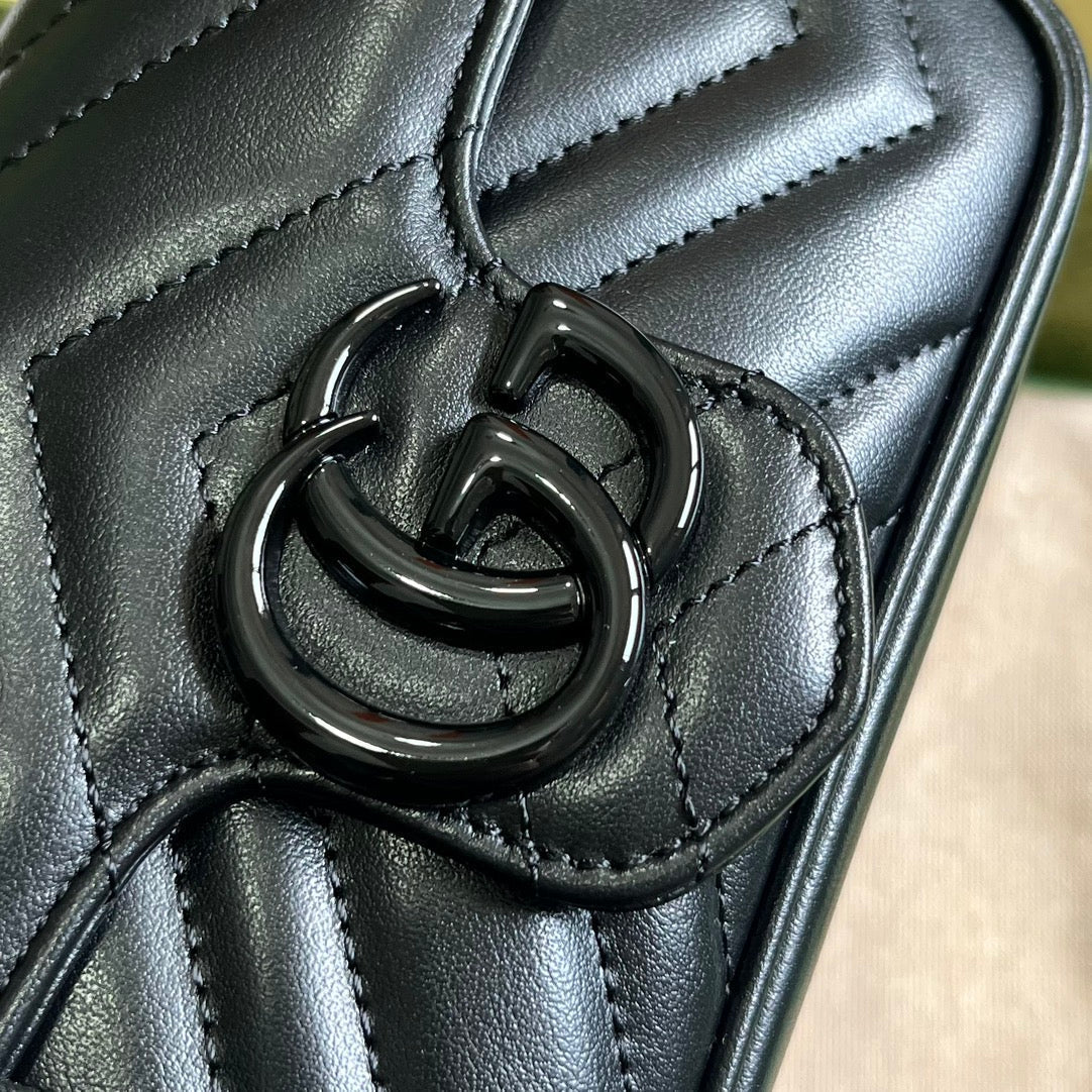 GUCCI  GG Marmont Belt Bag In Black 476433 Size 16.5x10x4.4 cm
