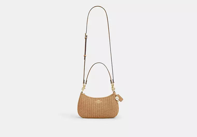 Coach Straw Teri Shoulder Bag With Charm