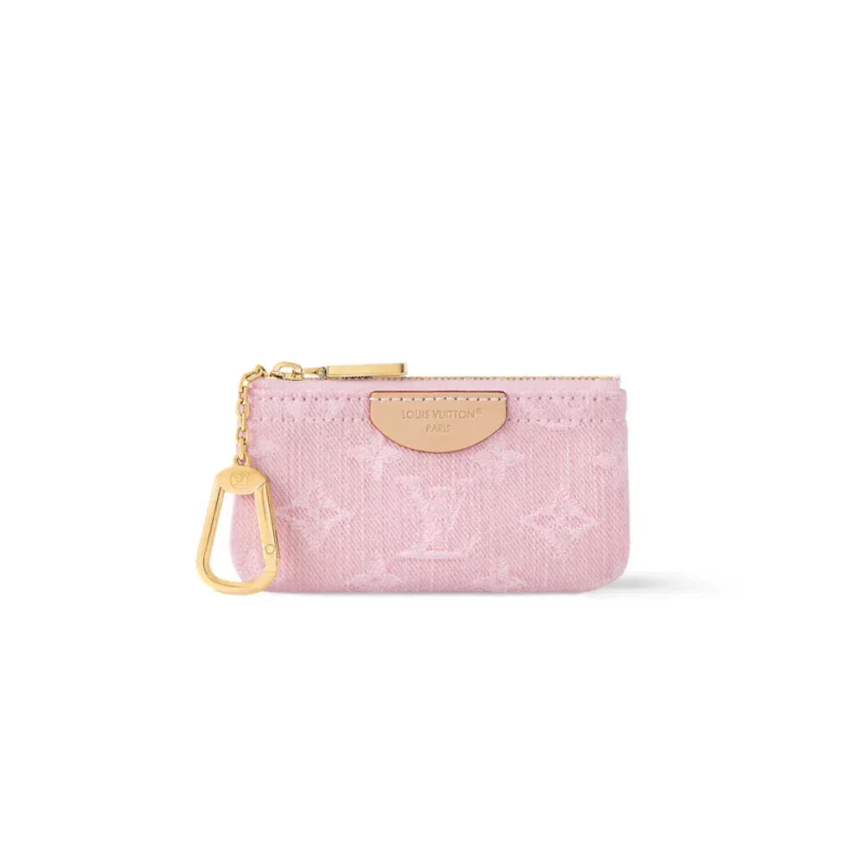 LV Denim Key Pouch - Pink
