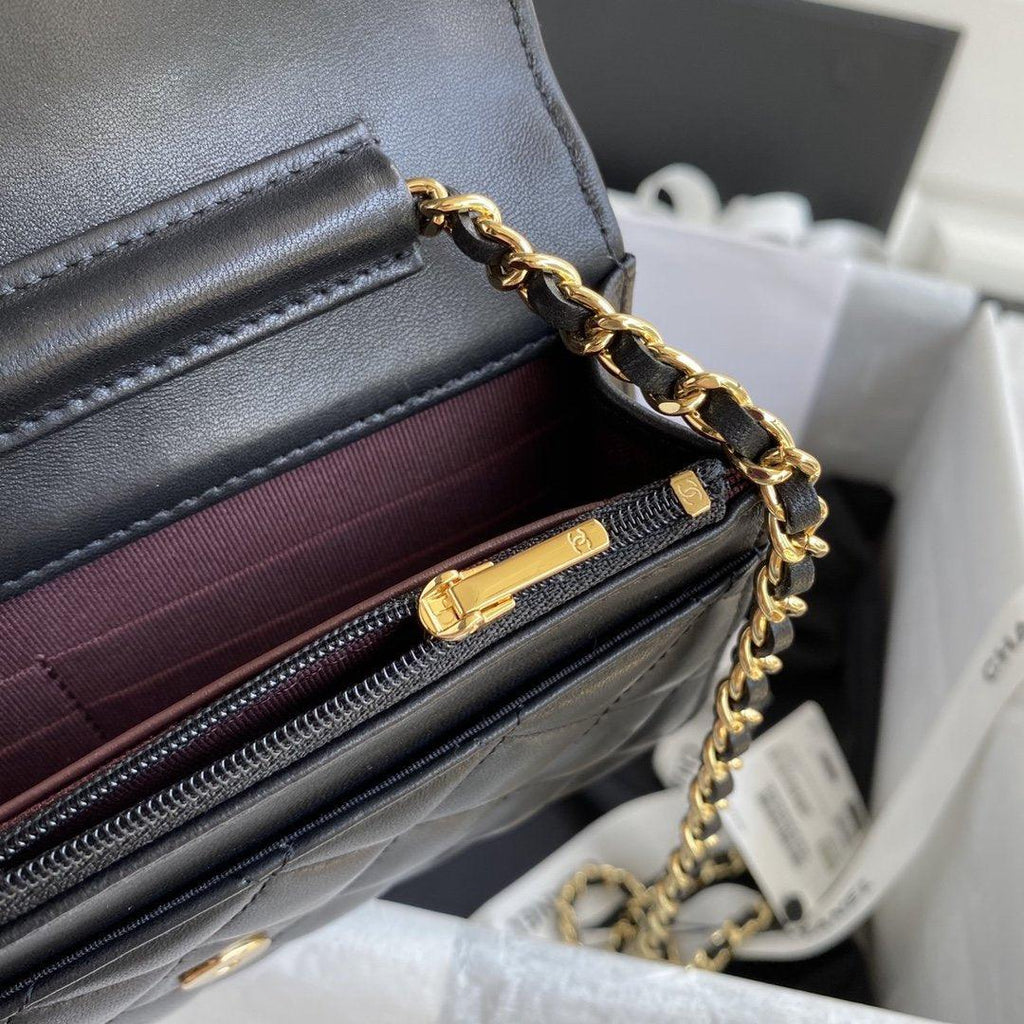 Chanel Wallet on chain WOC Black Lambskin