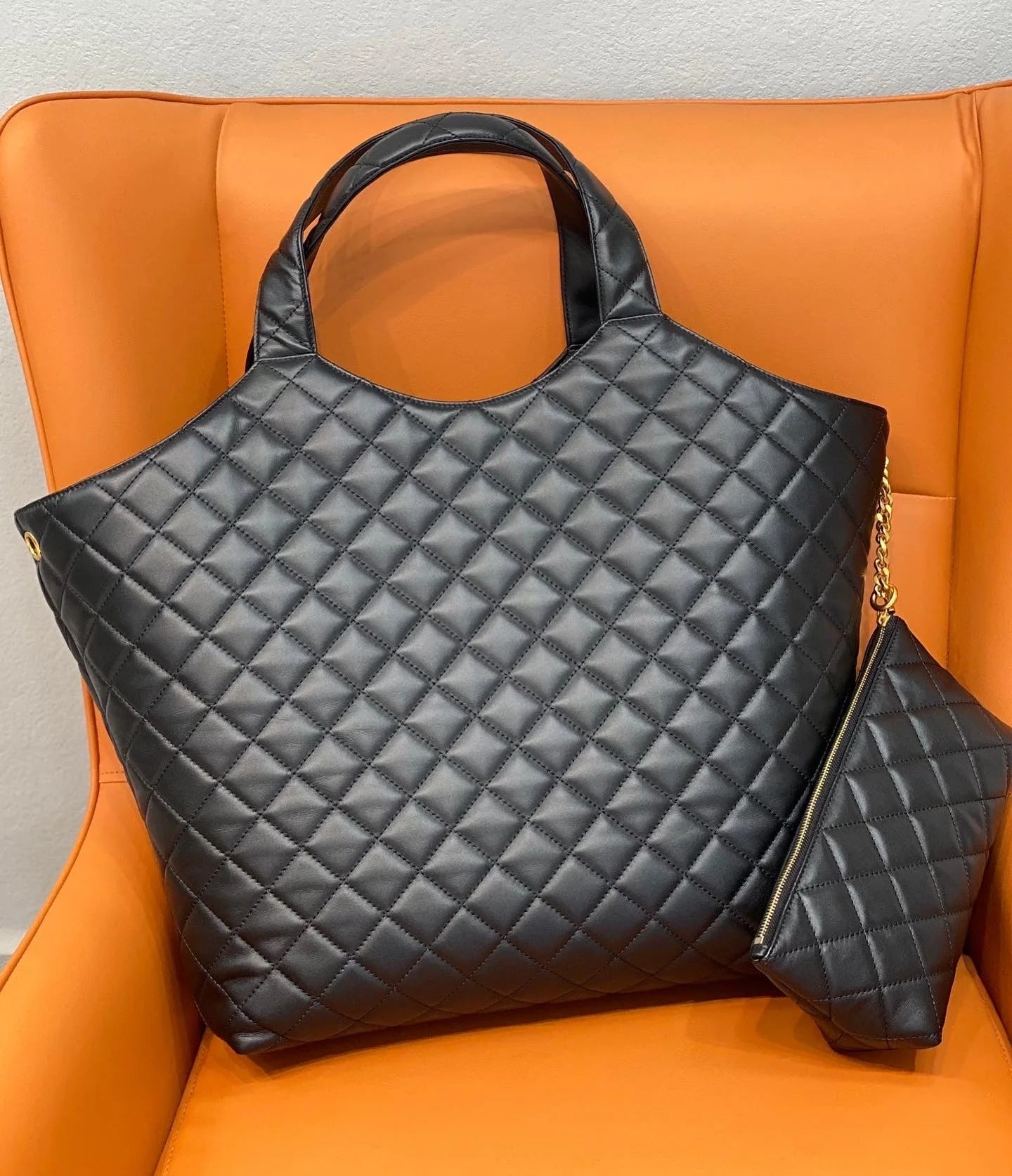 SAINT LAURENT Icare extra large embellished quilted leather tote60 × 39 × 8 cm