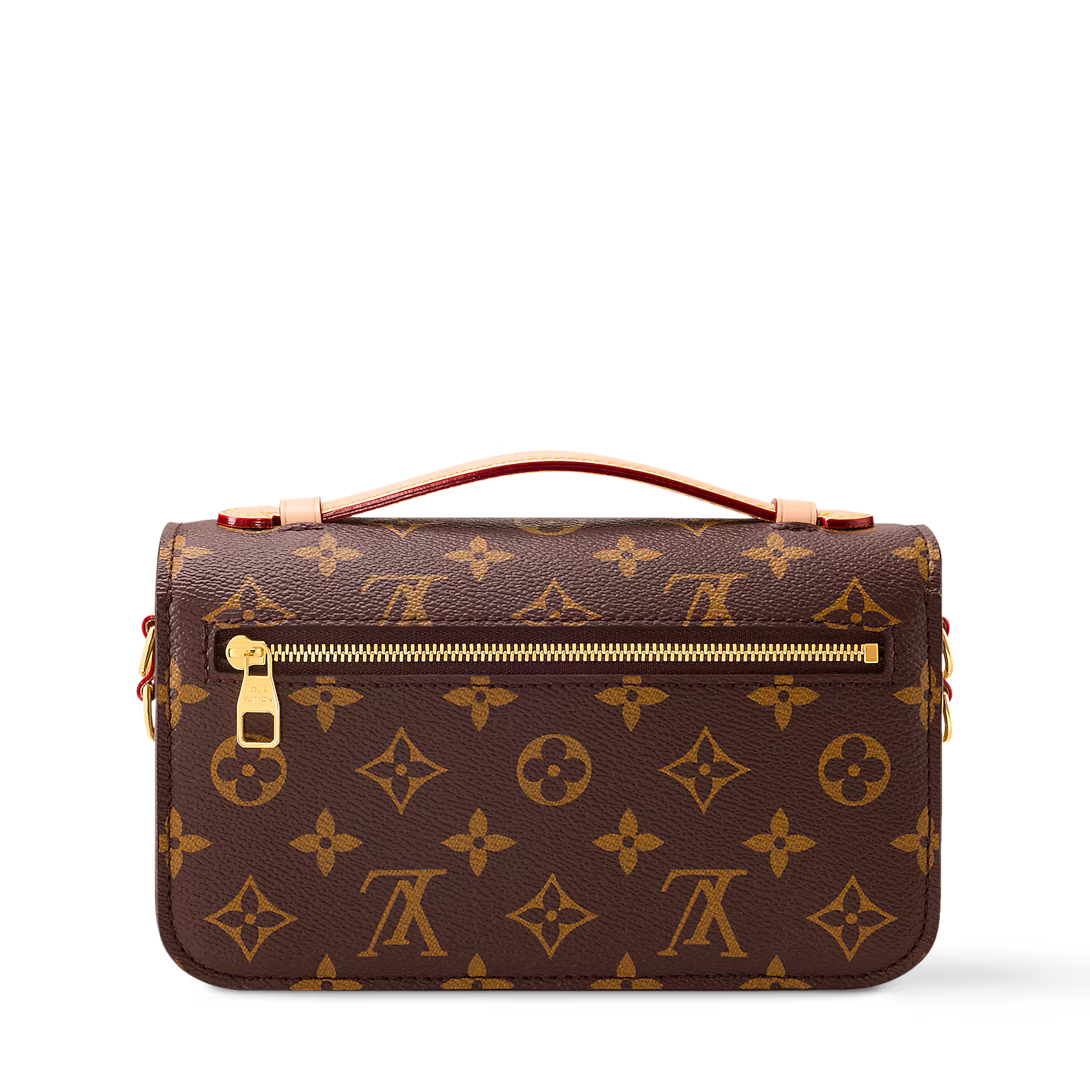 LV Pochette Métis East West Monogram Canvas Handle Crossbody Bag with Chain Strap and Leather Trim (21.5 x 13.5 x 6) cm